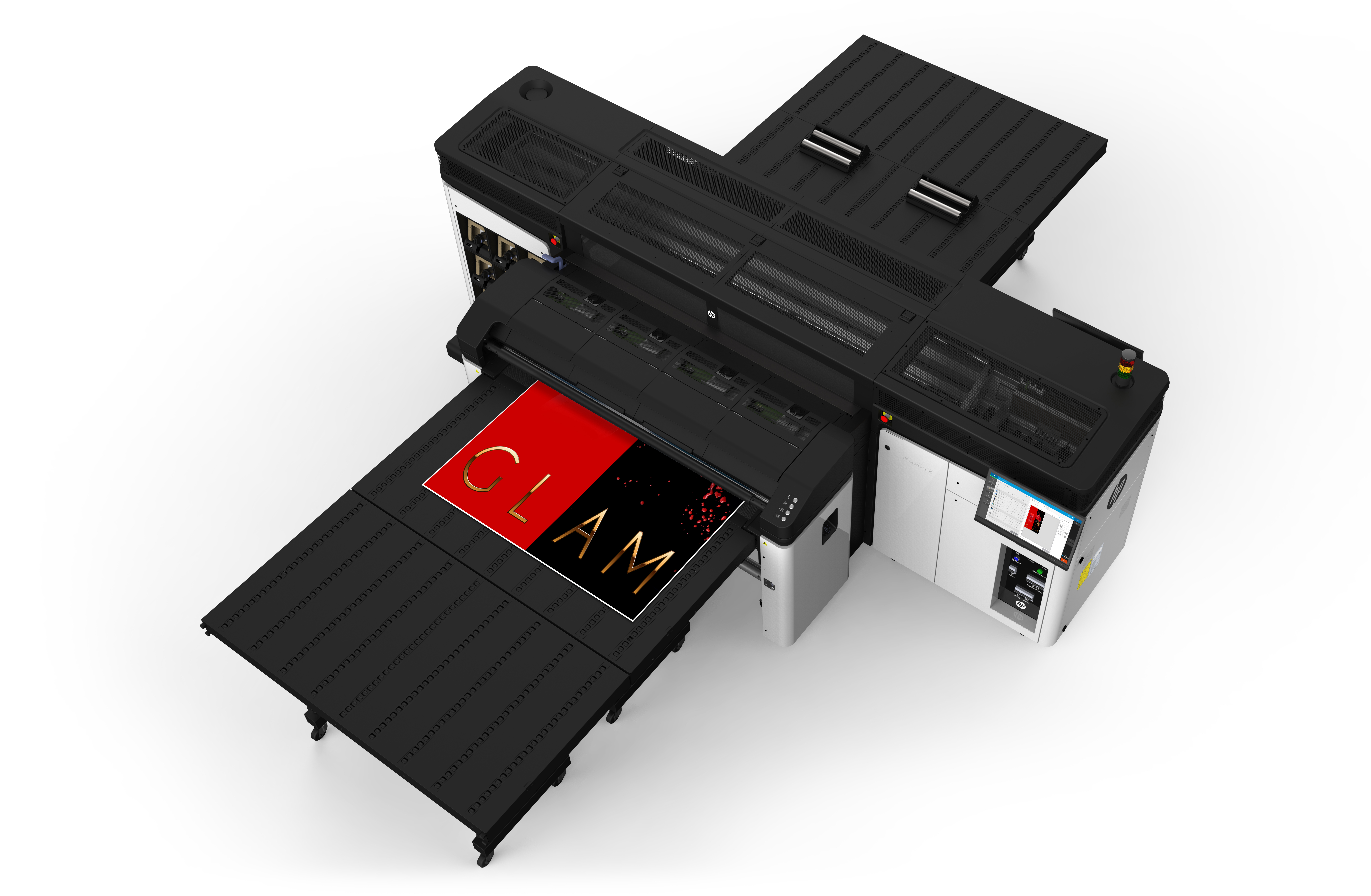 HP R1000 printer_Lateral overhead view_extended tables1